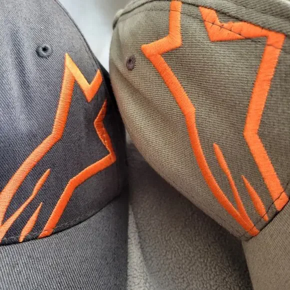ALPINESTARS CORP Hat Cap Gray Green Flextfit Orange Logo 2PC - Picture 9 of 9